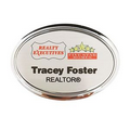 Silver Framed Oval Name Badge w/Full Color Imprint & Personalization (2 3/4" x 1 7/8")